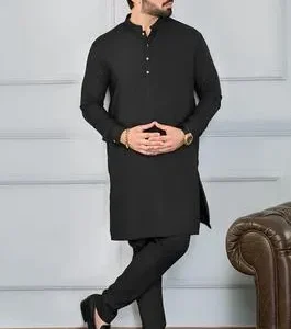 2 Pcs Men’s Stitched Wash And Wear Plain Shalwar Kameez