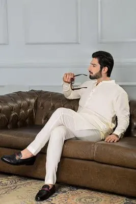 2 Pcs Men’s Stitched Wash And Wear Plain Shalwar Kameez - Image 3