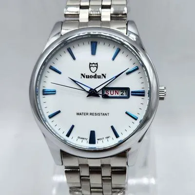 Nuodun Men's Classic Quartz Watch with Day-Date Display - Stainless Steel Band - Image 2