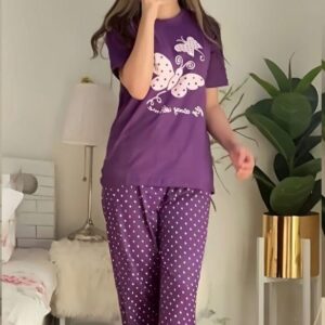 2 Pcs Women's Stitched Cotton Jersey Printed Night Suit