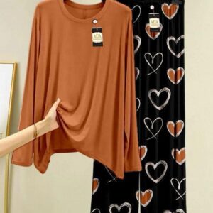 2 Pcs Women's Stitched Printed Night Suit