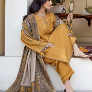 3 Pcs Women's Unstitched Embroidered Suit