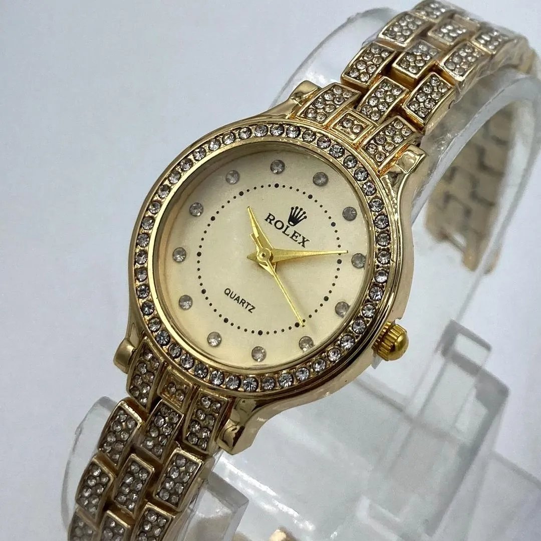 Women's Luxury Gold-Tone Ladies Quartz Wrist Watch with Crystal-Stone Detailing - Image 2