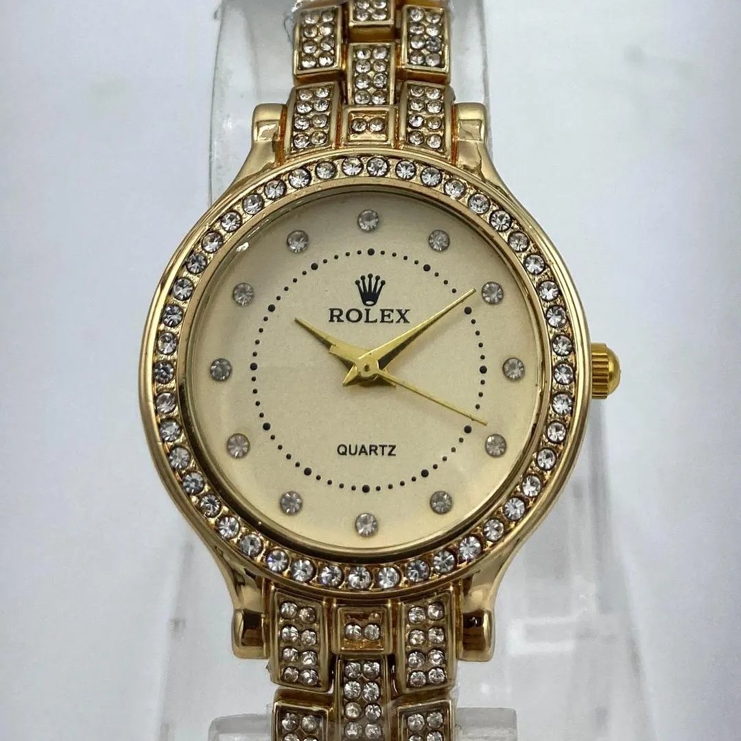 Women's Luxury Gold-Tone Ladies Quartz Wrist Watch with Crystal-Stone Detailing - Image 4