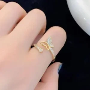 Butterfly Design Gold Plated Adjustable Ring