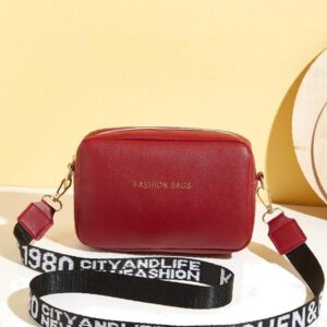 Chic Maroon PU Leather Crossbody Bag for Girls