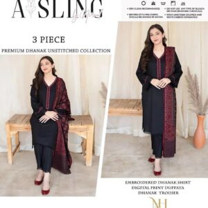 3 Pcs Women's Unstitched Embroidered Suit